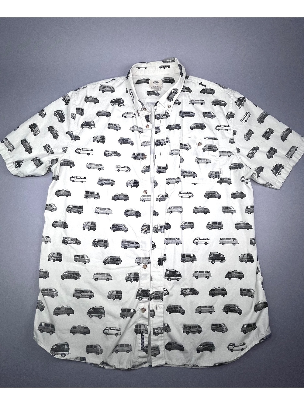 Vans Short Sleeve Button Down White Shirt w/ Vans XL